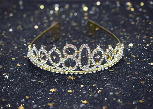 Miniatura 2 de Tiara y banda de cumpleaños número 80, suministros para fiesta de cumpleaños número 80, banda de satén con purpurina dorada y tiara de cristal