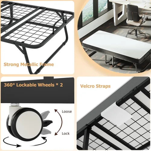 Miniatura 9 de VERMESS Cama plegable con colchón de espuma viscoelástica de 5 pulgadas, cama plegable de 75 x 32 pulgadas con marco de metal resistente sobre