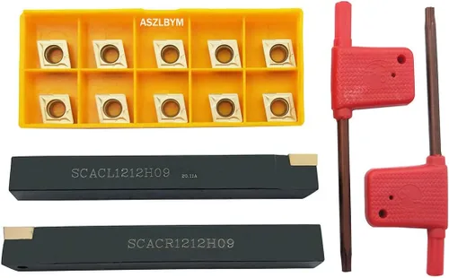 Miniatura 4 de Juego de soporte de inserción de herramienta de torneado de carburo indexable de vástago de 1/2 "/12 mm, 2 piezas SCACR1212H09 SCACL1212H09