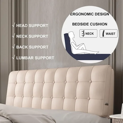 Miniatura 4 de Almohada de lectura con respaldo de cabecera rectangular, cojín de respaldo de cuña grande para reposo en cama, cojín extraíble para dormitorio
