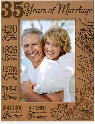Miniatura 8 de KATE POSH Marco de fotos 35 años de matrimonio, aniversario tradicional de coral para marido y esposa, parejas (4 x 6 pulgadas, horizontal)