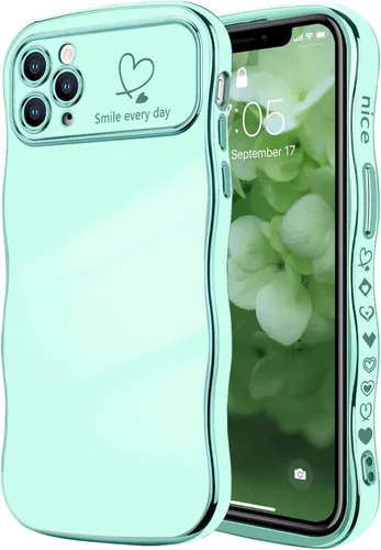 Miniatura 16 de LCHULLE Funda para iPhone 12 Pro para mujeres y niñas, lindo marco ondulado con forma rizada con patrón de corazón de amor, cubierta de protección