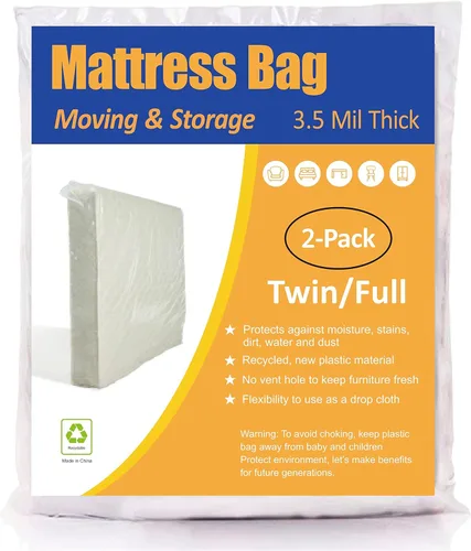 Miniatura 11 de ComfortHome Bolsa de colchón para mudanza y almacenamiento, 4 milímetros extra grueso, tamaño individual y matrimonial, paquete de 2