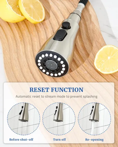 Miniatura 5 de Repuesto de cabezal de grifo de cocina con 15 adaptadores, 3 funciones, cabezal rociador extraíble para grifo de cocina, boquilla de cabezal Níquel