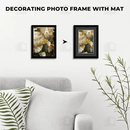 Miniatura 5 de Frametory, Marcos precortados negros de 5x7 pulgadas para fotos de 4x6 pulgadas, impresiones, obras de arte - Núcleo blanco con corte biselado