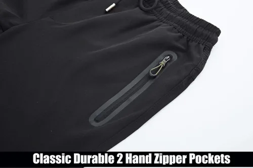 Miniatura 5 de MAGCOMSEN Pantalones para hombre ligeros de secado rápido senderismo pesca correr entrenamiento pantalones activos 2 bolsillos con cremallera parte