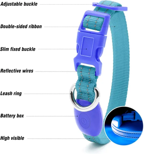 Miniatura 3 de Visinite Collares de perro iluminados para perros pequeños, collar de perro LED recargable con luz, collar de perro iluminado totalmente ajustable