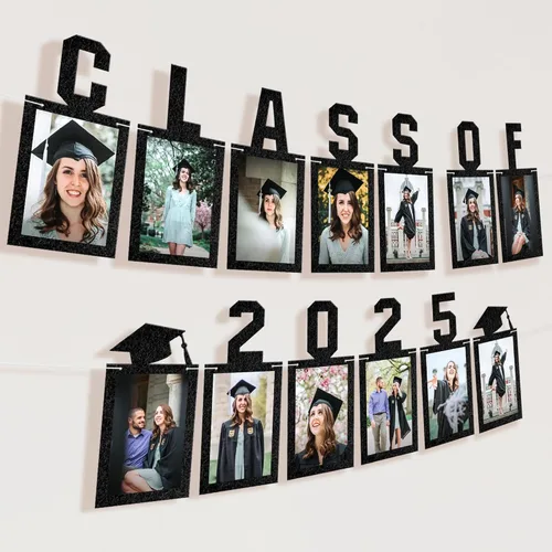 KatchOn, Cartel de fotos de graduación negro 2025 – Grande, 10 pies | Cartel de fieltro de la clase de 2025 para decoraciones de graduación 2025 |