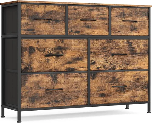 Miniatura 33 de SONGMICS Cómoda para dormitorio, cómoda, acero, MDF, 4 cajones de tela no tejida, unidad organizadora de almacenamiento, armario, entrada, negro