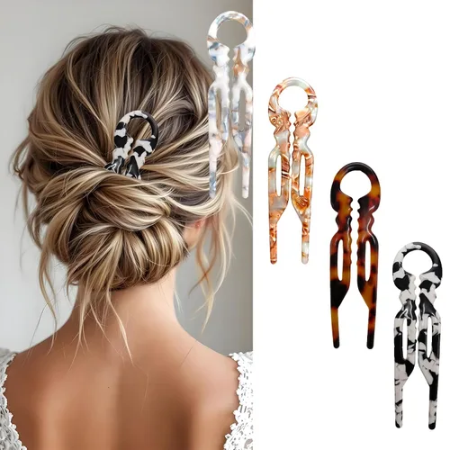 Miniatura 8 de 4 horquillas para el cabello para mujer, pinzas francesas de Prestiges, ángulo curvado, dentado, diseño antideslizante para horquillas francesas