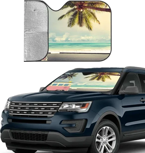 Miniatura 4 de Parasol plegable para parabrisas de automóvil de playa, visera solar para ventana delantera, cubierta de protección solar para automóvil, camión, 2