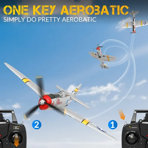 Miniatura 3 de VOLANTEXRC Avión RC para principiantes, 4 canales WWII Warbird P-47 Thunderbolt con Aileron, avión RC de 2.4 GHz con auto enderezamiento Xpilot