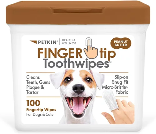 Miniatura 9 de Petkin Toallitas dentales para perros y gatos, 50 toallitas para dedos, sin cordones, ajuste cómodo, tela de microcerdas, limpia dientes, encías