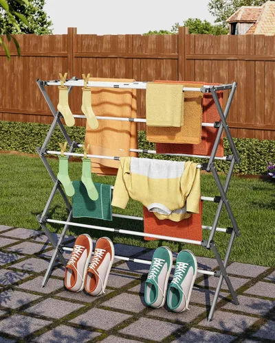 Miniatura 8 de APEXCHASER Estante de Secado de Ropa, Perchero Plegable para Ropa, Estante de Secado de Lavandería Expandible, Pequeño Perchero para Ropa de Bebé