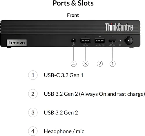 Miniatura 4 de Lenovo ThinkCentre M70q Gen 5 Tiny Desktop, 8GB DDR5 RAM, 256GB PCIe SSD, 1L Mini PC MFF computadora con Office 365, Intel 10-Core i5-14400T, WiFi
