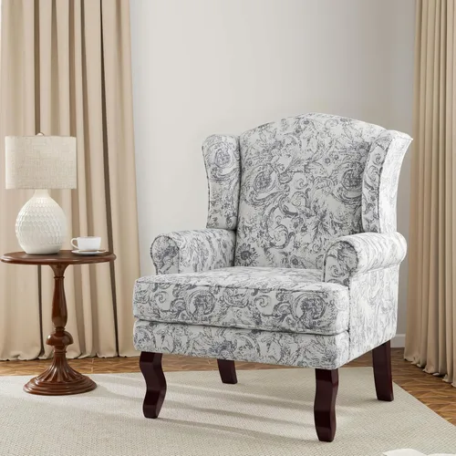 Miniatura 15 de Silla decorativa, sillón tapizado con respaldo alto con esponja de alta resistencia y patas de madera, sillas individuales modernas y cómodas de Un