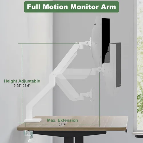 Miniatura 5 de UPGRAVITY Brazo de monitor blanco para pantallas de 17"-57" de hasta 55 libras, soporte de monitor ultra ancho de aluminio premium para Samsung 49