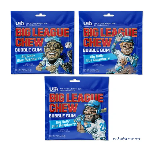 Miniatura 7 de Big League Chew Big Rally Blue - Goma de mascar de frambuesa azul intenso Perfecto para juegos de béisbol, equipos, concesiones, fiestas y más