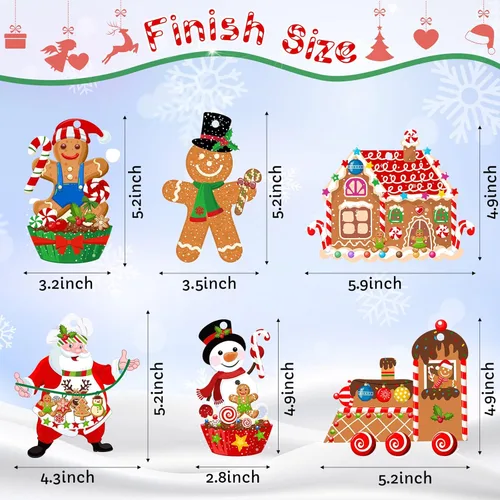 Miniatura 3 de Civaner Juego de 24 juegos de manualidades de Navidad para niños, adornos de pan de jengibre, decoración de árbol de Navidad, kit de manualidades