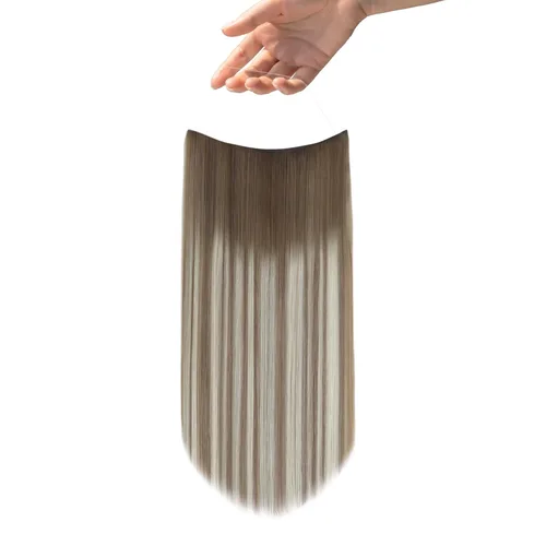 Miniatura 66 de Easyouth Extensión de cabello humano rubio con cola de caballo, extensiones de cabello humano rubio dorado con reflejos rubios, extensiones