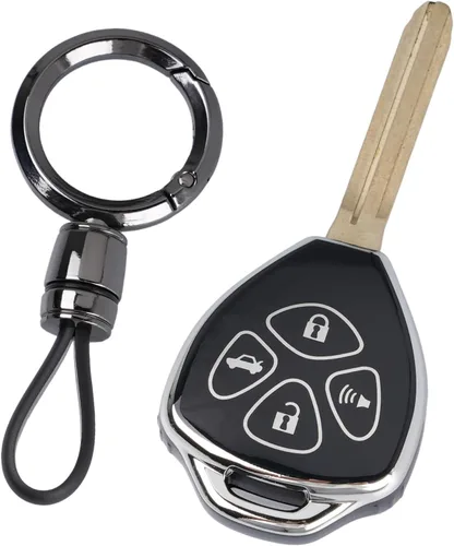 WJS Funda para Llavero, Protector de Cáscara de Llave de Coche Compatible con Toyota Avalon Camry Corolla Venza Scion Pontiac 2006-2014 (Negro)