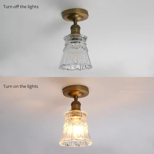 Miniatura 7 de Pathson Flush Mounted Ceiling Light with Heavy Handmade Crafts Glass, Modern Hardwired Stripes Ceiling Lamp Lighting for Living Room Bedroom