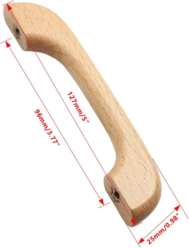 Miniatura 3 de Uenhoy 10 tiradores de madera natural para armarios y cajones de cocina, 5 pulgadas de largo, 3-3/4 pulgadas de espacio entre agujeros