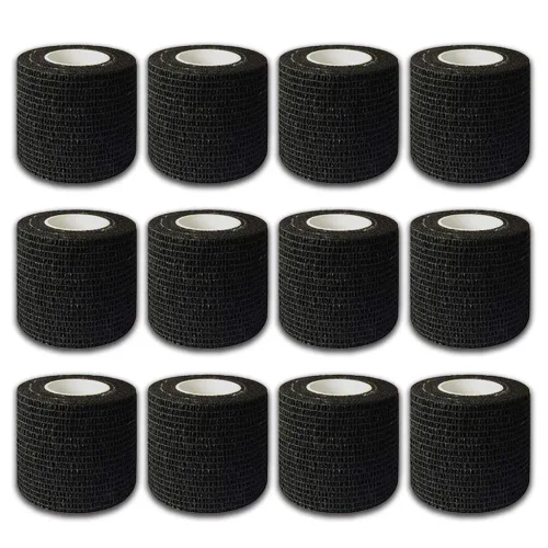 Autdor Envoltura de agarre de tatuaje, 12 unidades de 2 pulgadas x 5 yardas, cinta de agarre cohesiva desechable para tatuajes, rollos de vendaje