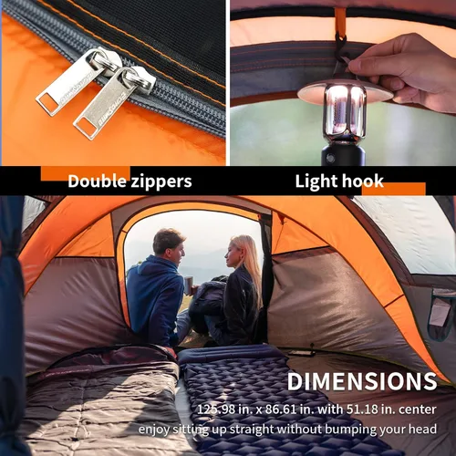 Miniatura 6 de EchoSmile Tienda de campaña desplegable para 2/4/6 personas, fácil instalación, cúpula resistente al agua, portátil con bolsa de transporte Negro