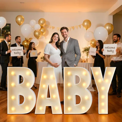 Miniatura 6 de imprsv Letras con luz para marquesina, letras de mosaico de 3 pies de alto con luz para decoración de baby shower, graduación, grandes