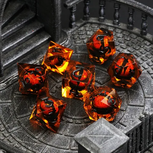 Miniatura 4 de FONVGOGO Dados Ojo de Dragón para Mazmorras y Dragones, Juego de Dados de Resina de Borde Afilado con Núcleo Líquido D&D Dados Poliédricos del Ojo
