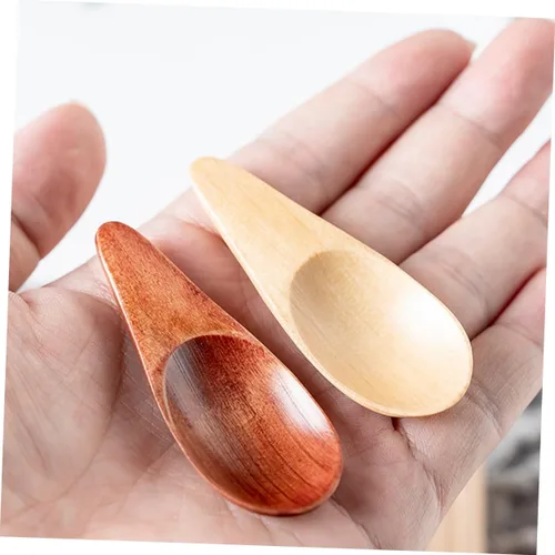 Miniatura 7 de Cucharas de madera pequeñas 2 cucharas de madera para postre cucharadita de sal cucharadita multifunción cucharas pequeñas cucharas de té prácticas