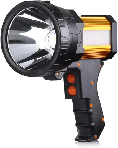 BUYSIGHT Foco recargable, 2000000 lúmenes, luz de mano de alta luz, linterna grande, linterna de mano, linterna ligera y súper brillante (aleación