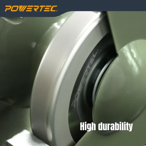 Miniatura 6 de POWERTEC Muela abrasiva CBN de 6 pulgadas grano 320, 1-1/4" de ancho, árbol de 1/2" - Rueda de afilado CBN 4 en 1 con borde de radio de 1/4" y cara