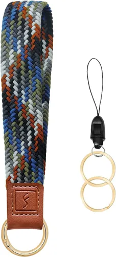 Miniatura 35 de Fishent Llavero elástico, bonito llavero de pulsera, cordón de muñeca tejido mejorado para llaves, llaveros para mujeres y hombres, llaves