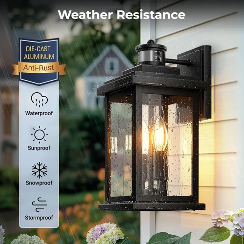 Miniatura 5 de VIANIS Luz negra grande con sensor de movimiento para exteriores de 15 pulgadas, aplique de iluminación exterior, iluminación exterior del atardecer