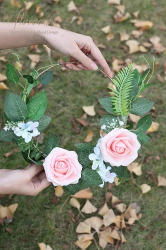 Miniatura 6 de Floroom Flores artificiales de espuma, aspecto real, con tallos, para manualidades, ramos de boda, centros de mesa, despedida de soltera, Reliquia