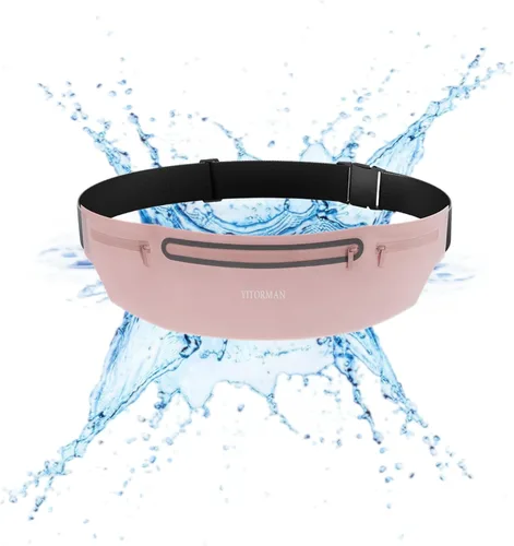 Miniatura 10 de Cangurera delgada con 3 bolsillos separados para mujeres y hombres, riñonera reflectante para correr, correr, caminar, ciclismo, campamento, Negro