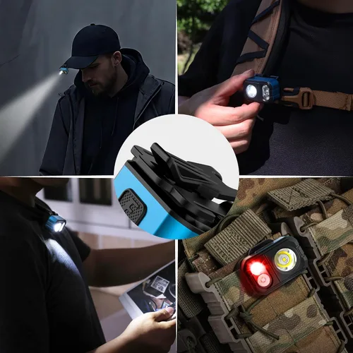 Miniatura 9 de EverBrite Linterna frontal recargable de 400 lúmenes, lámpara de cabeza ligera y cómoda de 1.59 onzas con clip para sombrero, IP67 impermeable, luz
