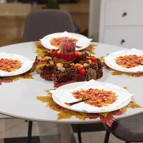 Miniatura 5 de Paquete de 120 servilletas de papel de otoño, hojas de arce, servilletas desechables de hojas de otoño, servilletas decorativas para otoño
