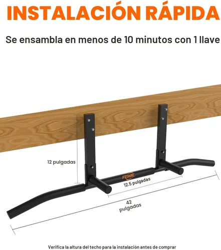 Miniatura 6 de Fitarc Barra de dominadas de montaje en viga, soporte de techo para vigas, construcción de acero resistente, equipo de entrenamiento de gimnasio
