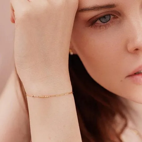 Miniatura 3 de JoycuFF Pulseras inspiradoras de código morse para mujeres, cuentas de plata, joyería con mantra de motivación, regalos para ella