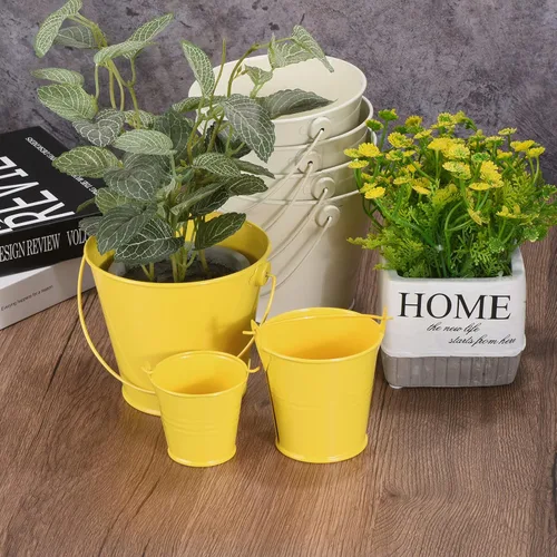Miniatura 6 de PATIKIL Cubos de metal de colores de 4.7 pulgadas, paquete de 4 cubos para lápices, contenedores redondos de metal con asas para manualidades