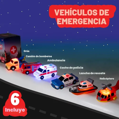 Miniatura 2 de Tub Works® Emergency™ Cars - Juguetes de baño iluminados, paquete de 6 Juguetes iluminados activados por agua parpadean y cambian