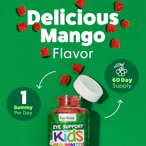 Miniatura 8 de Feel Great Kids - Vitaminas gomosas para ojos Vitaminas esenciales para los ojos luteína y zeaxantina Vitaminas veganas para ojos con sabor a