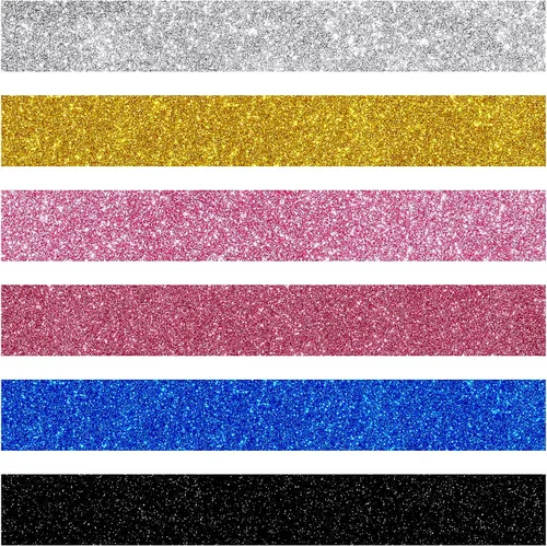 Miniatura 7 de Stickyart Papel tapiz plateado con borde autoadhesivo para pared, despegar y pegar, tela con purpurina extraíble, borde decorativo para dormitorio
