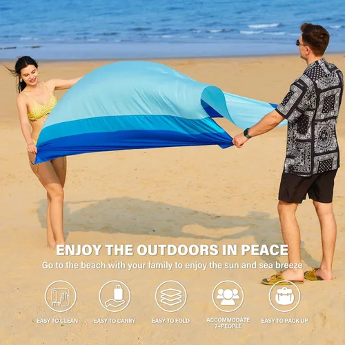 Miniatura 16 de Famstar Beach Blanket Oversized Extra Large 78"X81"/10'X9',Waterproof Sandproof Beach Blanket 2-8 Adults Lightweight Durable for Travel Camping