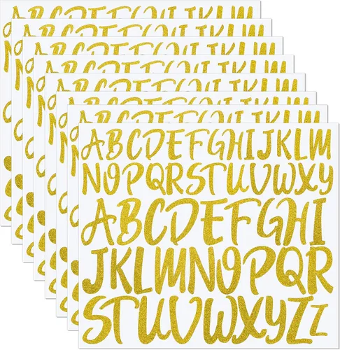 Miniatura 13 de TaoBary 416 calcomanías de letras de Navidad, 8 hojas de calcomanías del alfabeto, 2 tamaños, letras autoadhesivas cursivas de vinilo, decoración