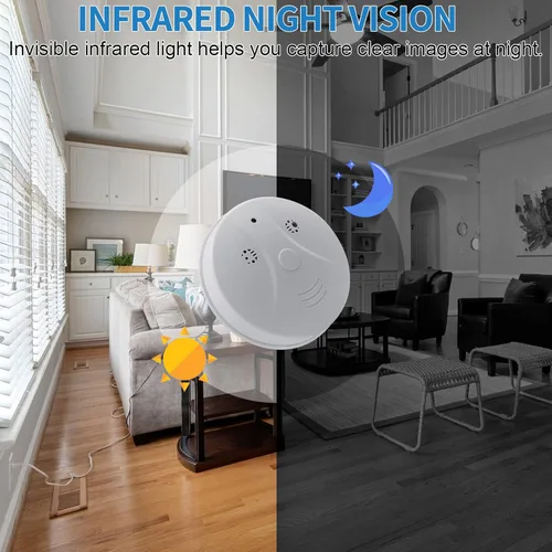 Miniatura 5 de Cámara oculta Detector de humo Video Cámara pequeña 1080P HD Cámara inalámbrica WiFi con visión nocturna y detección de movimiento Cámara