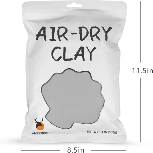 Miniatura 5 de Cutedeer Arcilla Gris que Seca al Aire, Arcilla de Modelado de Espuma de 1.1 lb, Suave y Blanda para Moldear para Niños y Adultos, Suministros